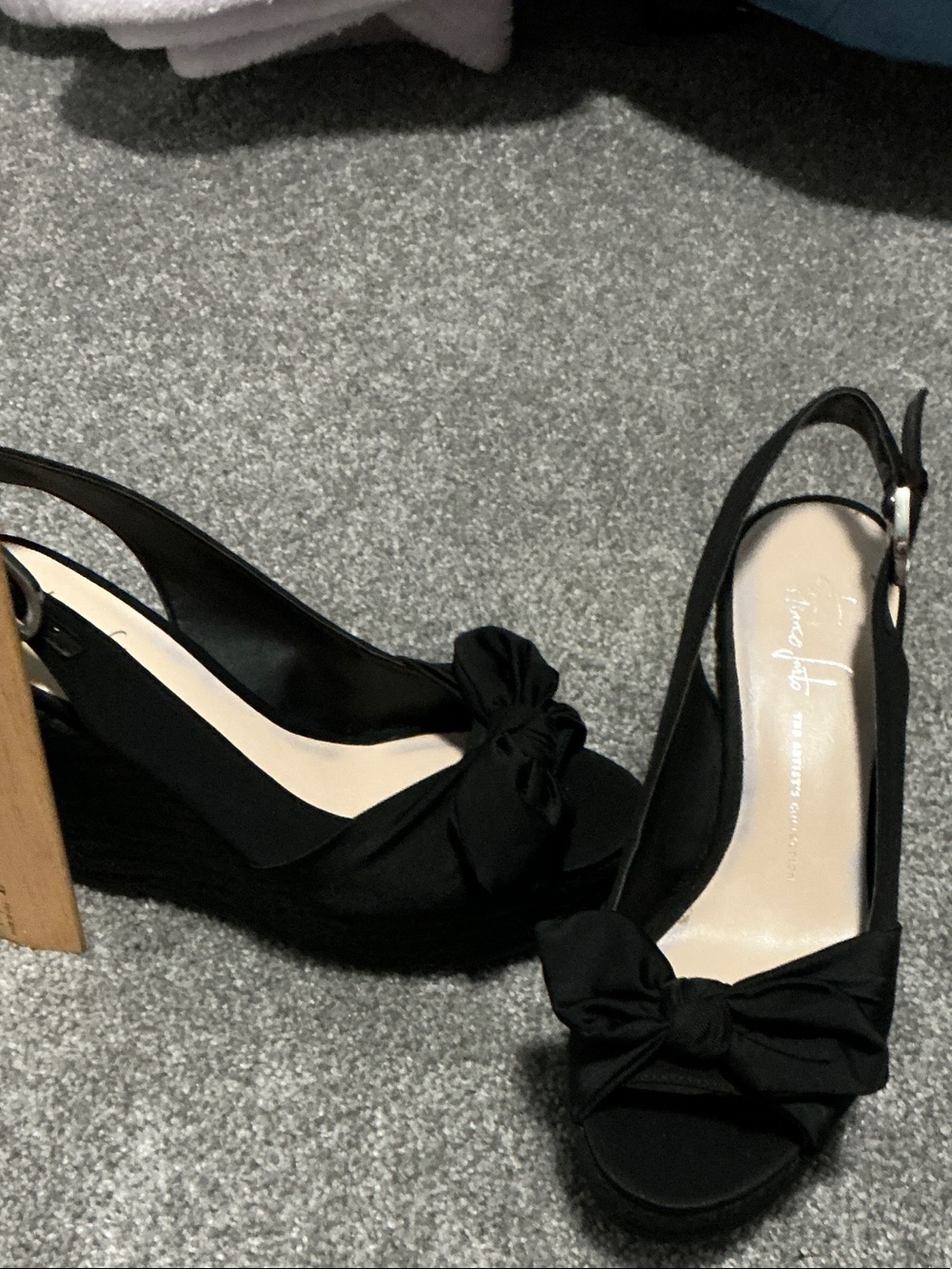 NWT Franco Sarto Black Knot Wedge Slingbacks - Picture 2 of 6
